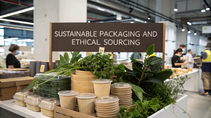 Eco-friendly products in sustainable packaging being inspected