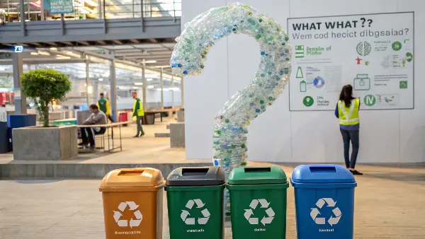 Image showing recycling symbols, bio-based plastic source (corn), recycled pellets