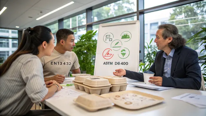Ecosourcecn team member discussing packaging options