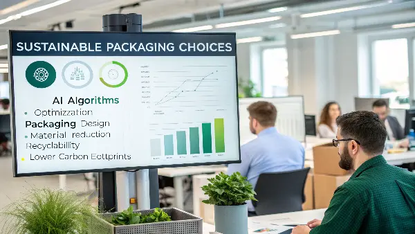 AI interface showing packaging optimization data