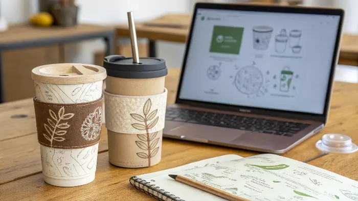 custom branded eco-friendly coffee cups and sleeves