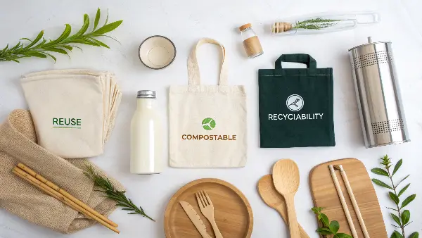 Placeholder image comparing different eco-materials like PLA, Bagasse, Paper