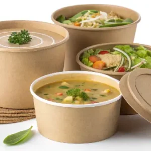 Eco Kraft Paper Soup Bowls with Lid | Compostable & Leak-Proof