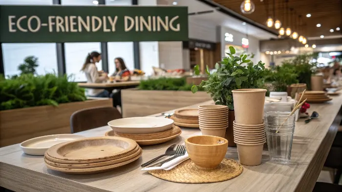 Restaurant showcasing its commitment to sustainability