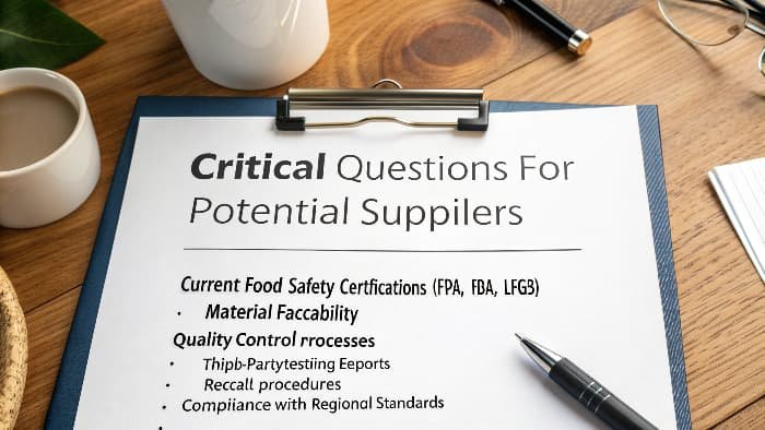 Buyer talking to food container supplier