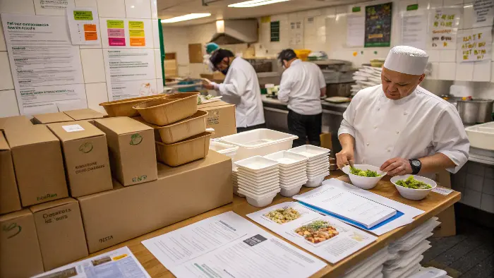 business owner looking concerned at eco-packaging options