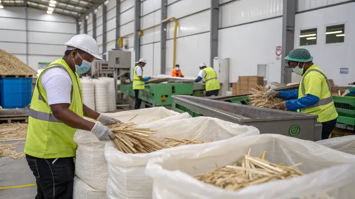 Raw sugarcane bagasse pulp ready for manufacturing