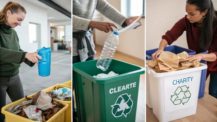 An infographic illustrating the 4 R's: Reduce, Reuse, Recycle, Rot.