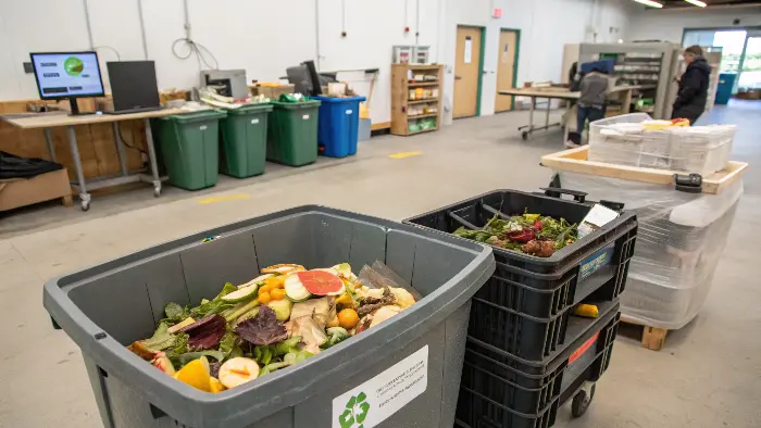 A designated collection point for e-waste like old phones, batteries, and laptops.