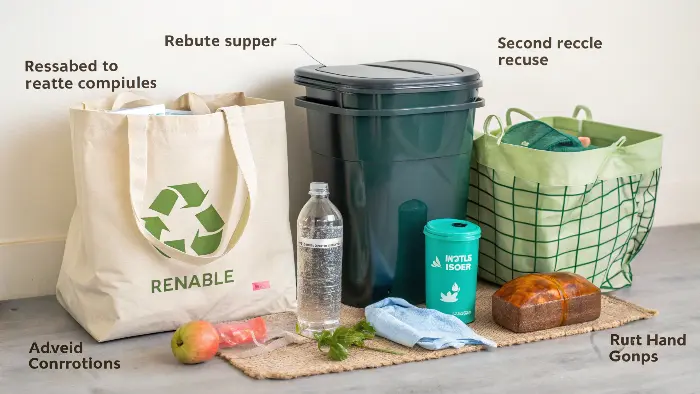An infographic showing the 5 R's of Zero Waste: Refuse, Reduce, Reuse, Recycle, Rot.