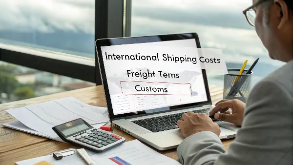 container ship and port crane for international logistics