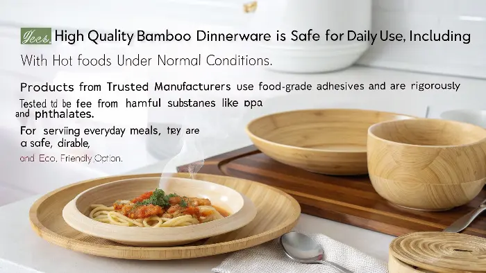 A family enjoying a meal using stylish bamboo plates and bowls.
