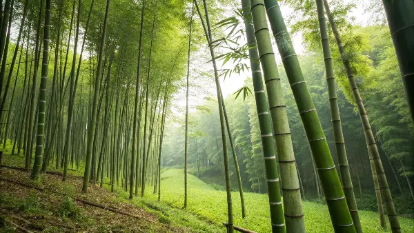 harvested bamboo stalks ready for processing
