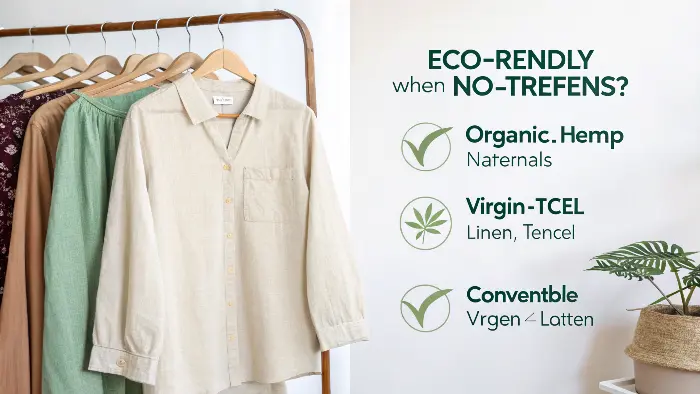 Close-up of different eco-friendly fabrics like organic cotton, hemp, and linen.