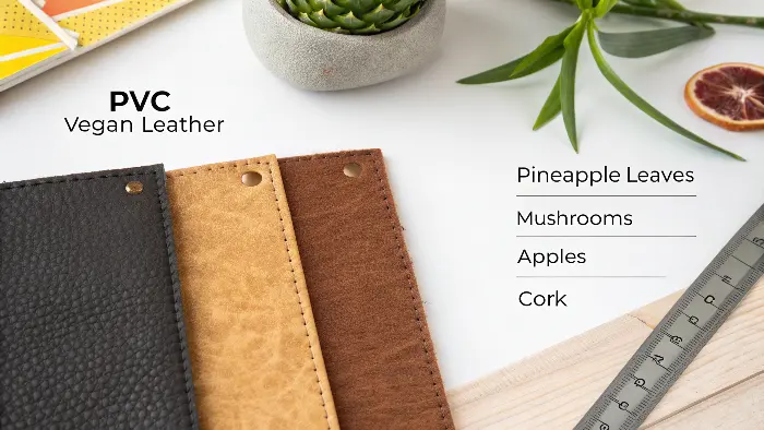different types of vegan leather from plants and plastic