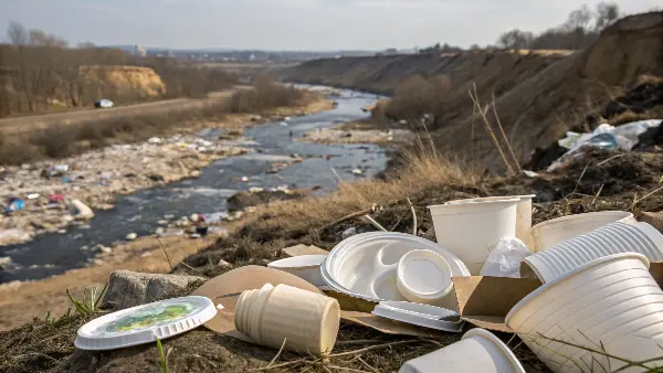 a landfill full of plastic waste and disposable items