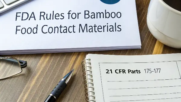 FDA compliance document next to a bamboo bowl.