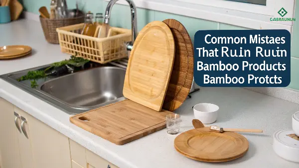 A cracked and warped bamboo cutting board