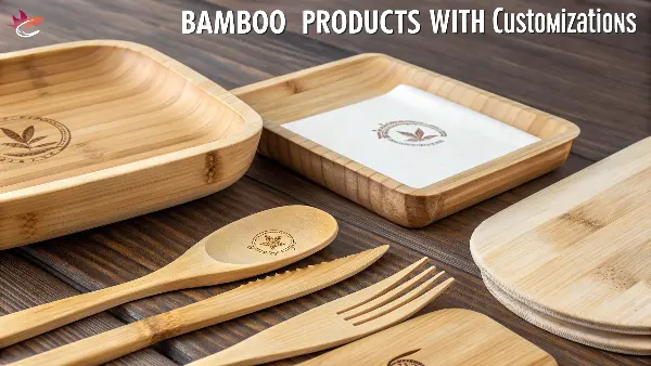 A bamboo fork with a company logo elegantly laser-engraved on the handle.
