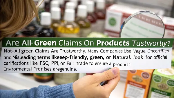 Greenwashing vs. Certified Label A comparison of a vague 'eco' claim next to an official 'BPI Certified' logo