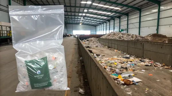 A composting facility with large piles of organic material