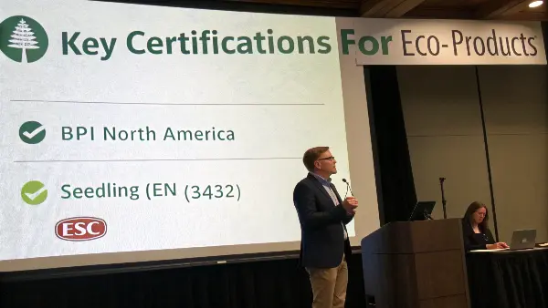 Key Certifications for Eco-Products A collection of key eco-friendly product certification logos like BPI, FSC, and Seedling