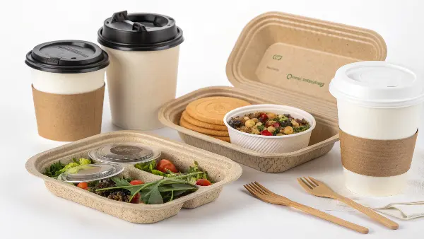 A strong, heat-resistant CPLA coffee cup lid next to a standard PLA one