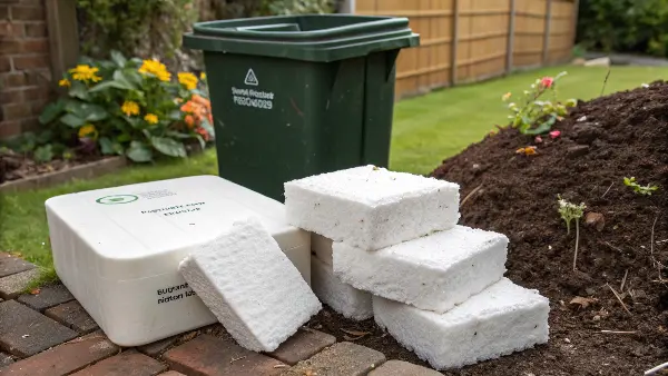 A custom-molded mycelium insert protecting a glass bottle