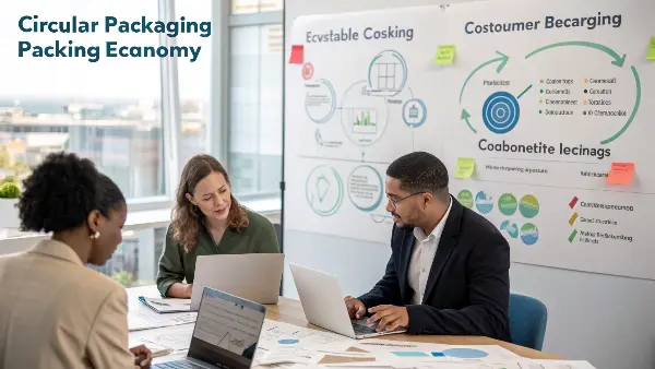 Overcoming Circular Economy Challenges A person looking at a complex flowchart, representing the challenges of implementing a circular economy.