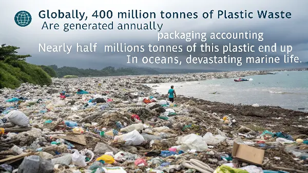 A bar chart illustrating global plastic waste by sector