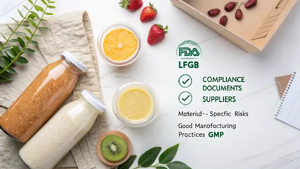 Food Safety for Sustainable Packaging Eco-friendly beverage cups with food safety certification logos.