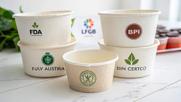 Key Food Safety Certifications A collection of food safety and compostability certification logos.