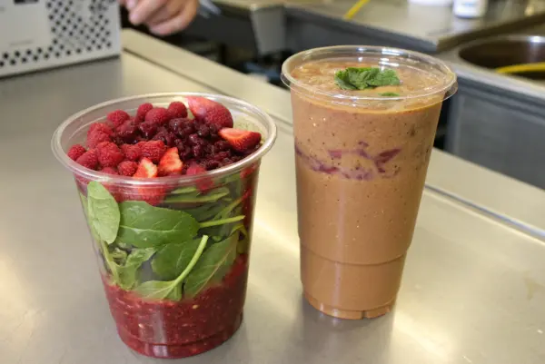 Clear PLA cup with colorful drink